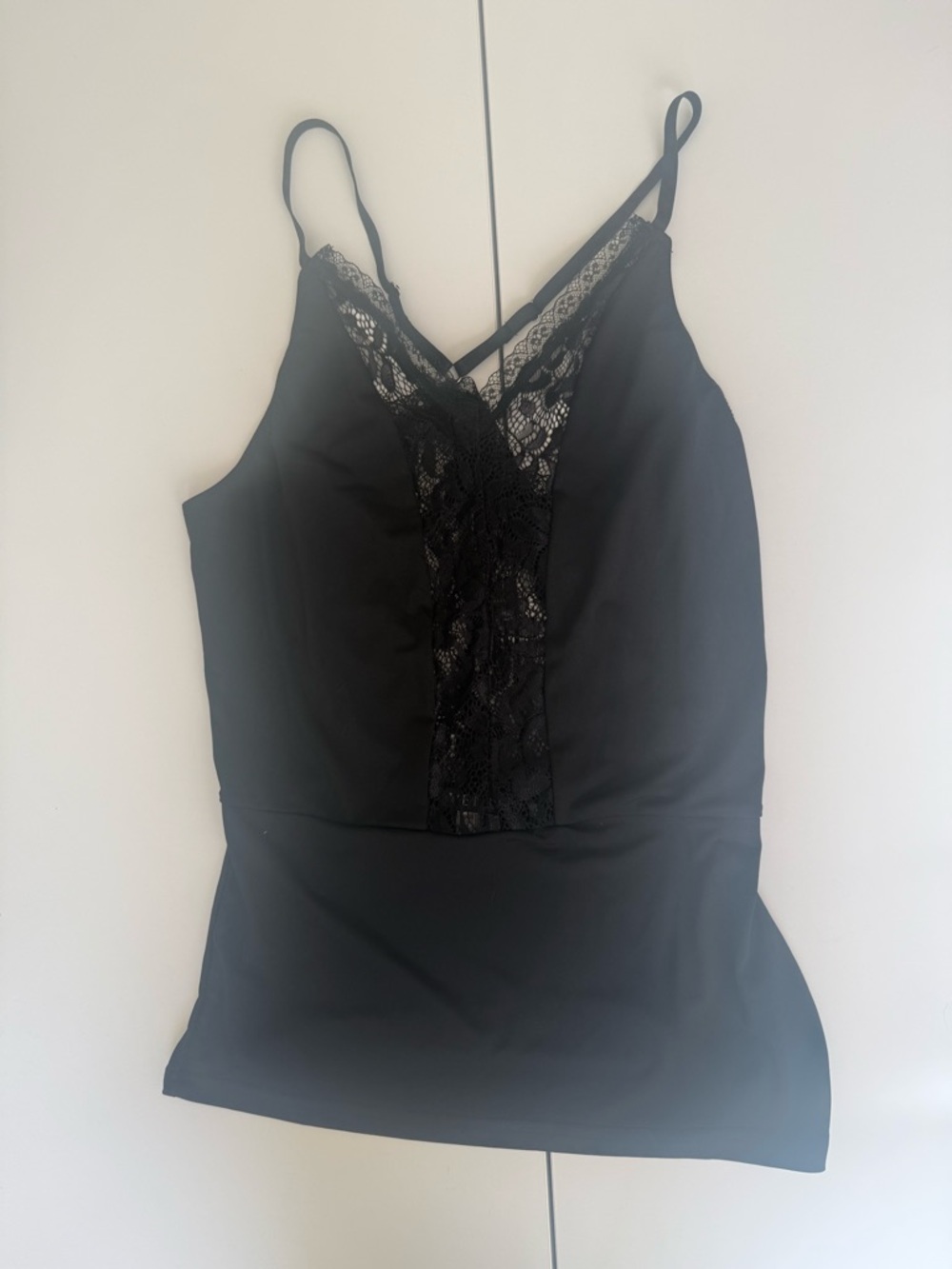 VENUS Black Lace Camisole with V-Neck Detailing